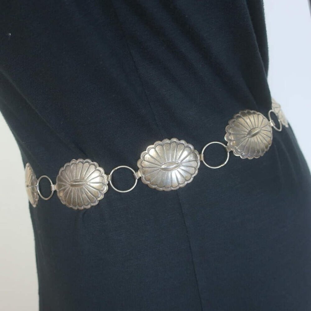 Vintage Navajo Sterling Silver Concho Belt 40" - Picture 5 of 6